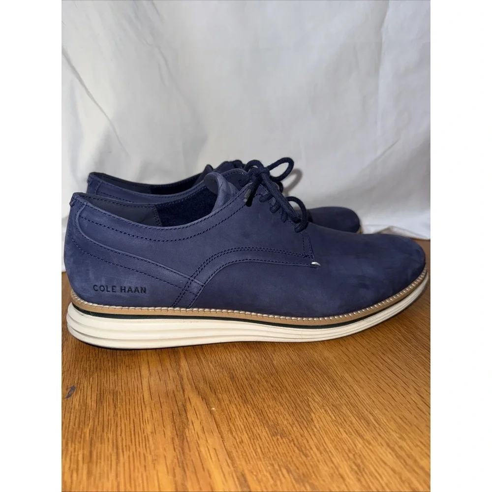 Cole‎ Haan Men Original Grand Stitchlite Wing Oxford Navy Ivory M 11.5